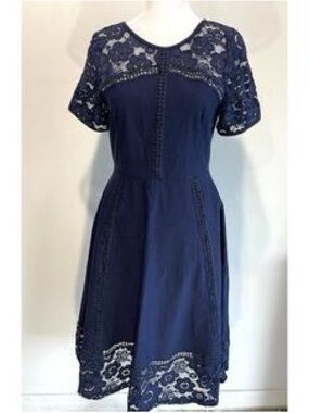 MIUSOL Women's Navy Lace Fit & Flare Dress small